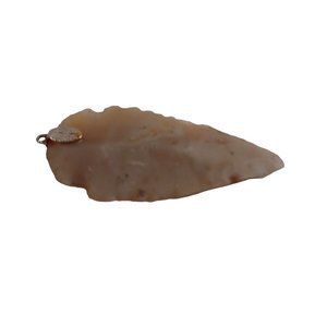 Native American Handmade Arrowhead 2" x .75" Pendant Necklace Flint Rock Beige